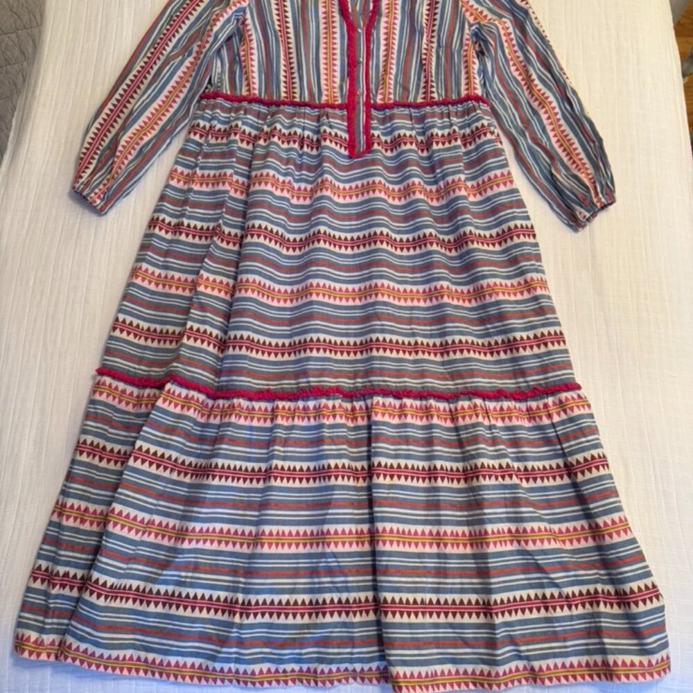 Boden Stripe Detail Maxi Dress in Pink and Firecracker